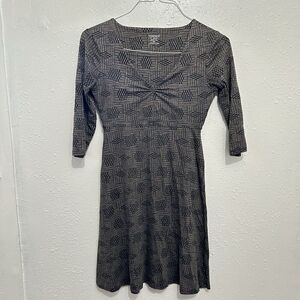 Toad&Co Rosalinda Organic Cotton 3/4 Sleeve Printed Dress Size XS Outdoor Travel